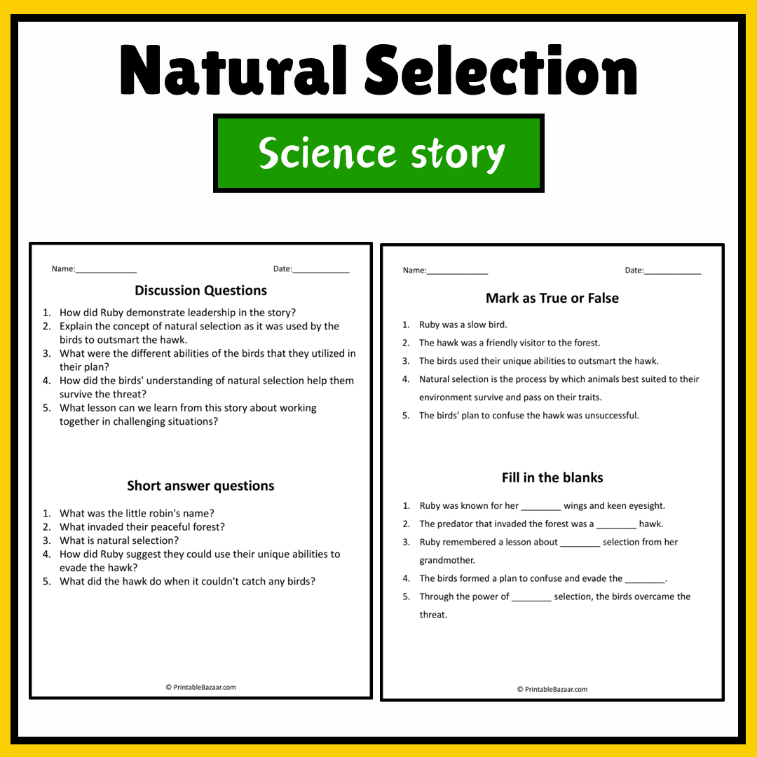 Natural Selection | Science Story Reading Comprehension Activity