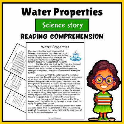 Water Properties | Science Story Reading Comprehension Activity