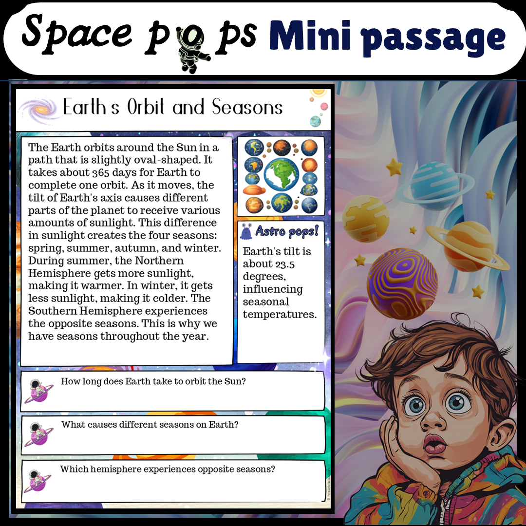 Earth's Orbit and Seasons | Space Pops Reading Passage and Questions