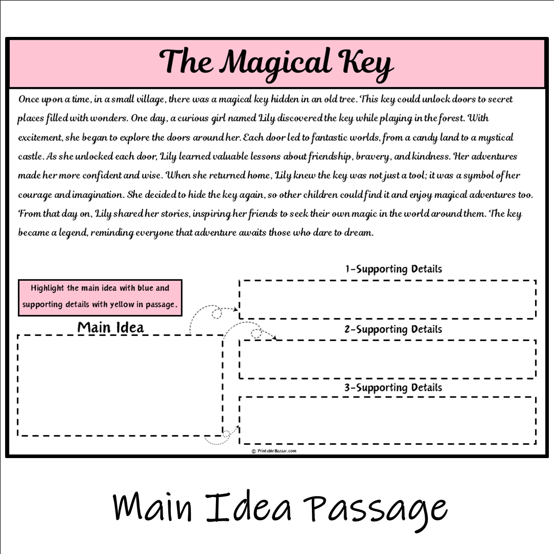 The Magical Key | Main Idea and Supporting Details Reading Passage and Questions