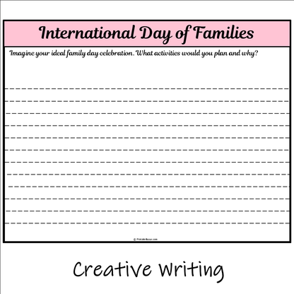 International Day of Families | Main Idea and Supporting Details Reading Passage and Questions