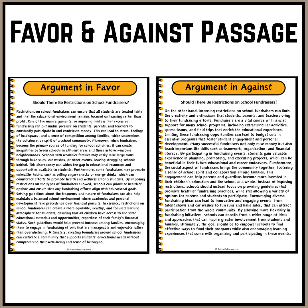 Should There Be Restrictions on School Fundraisers? | Debate Case Study Worksheet