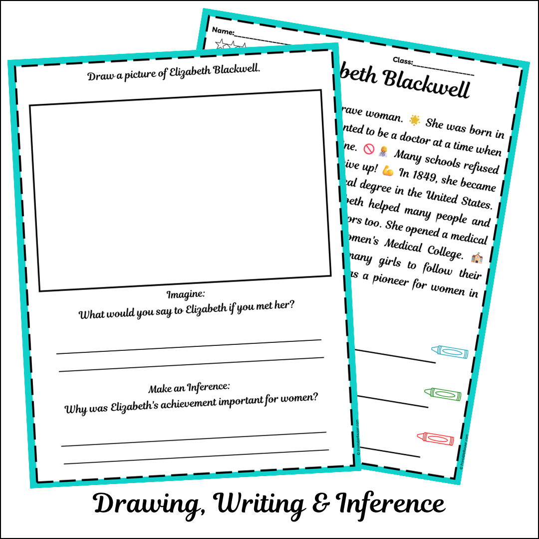 Elizabeth Blackwell | Short Reading Comprehension Creative Worksheet