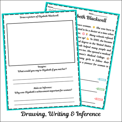 Elizabeth Blackwell | Short Reading Comprehension Creative Worksheet