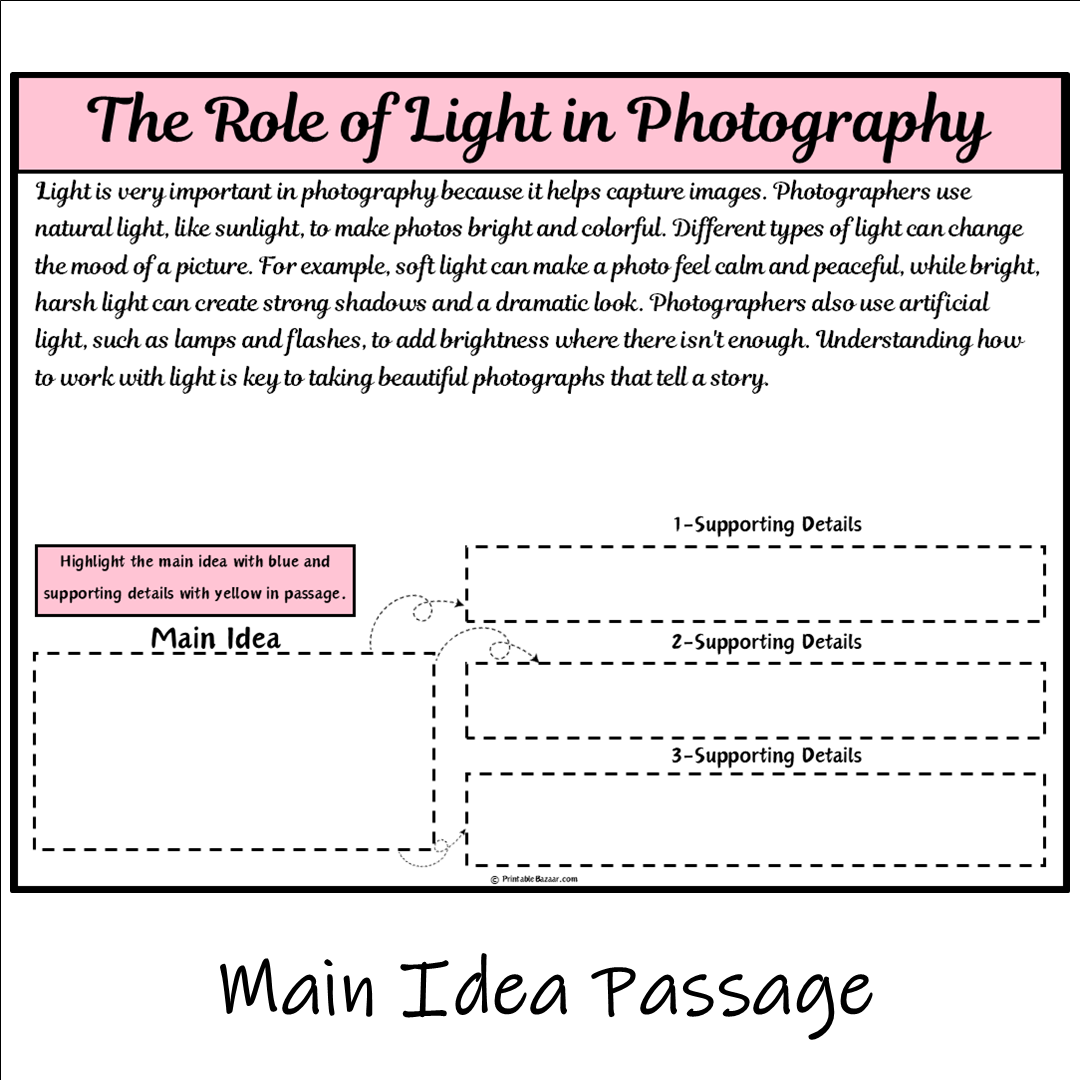 The Role of Light in Photography | Main Idea and Supporting Details Reading Passage and Questions