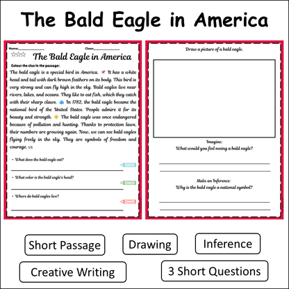 The Bald Eagle in America | Short Reading Comprehension Creative Worksheet