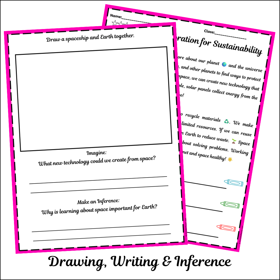 Space Exploration for Sustainability | Short Reading Comprehension Creative Worksheet