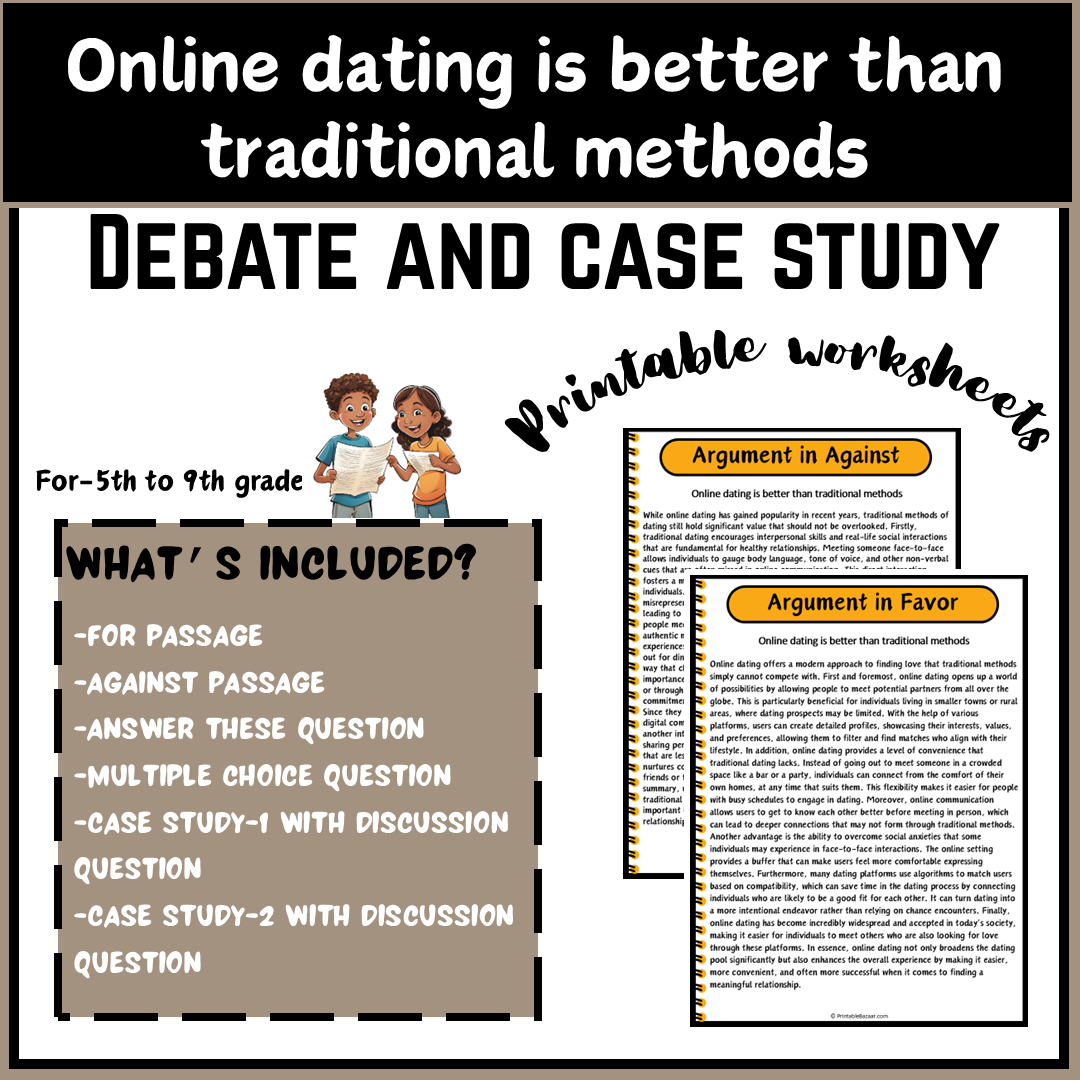 Online dating is better than traditional methods | Debate Case Study Worksheet