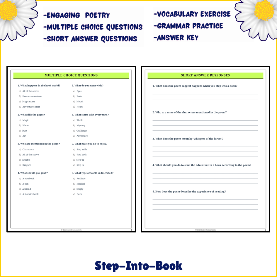 Step-Into-Book | Poem Grammar Worksheet Printable Activity