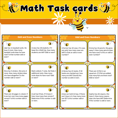 Odd and Even Numbers | Math Task Cards