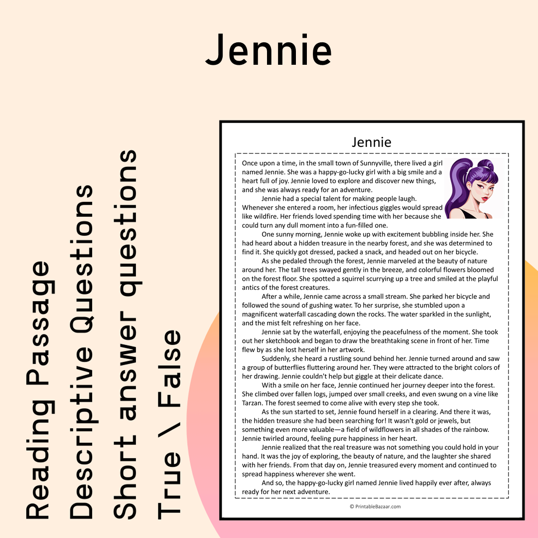 Jennie | Reading Comprehension Passage Printable Activity