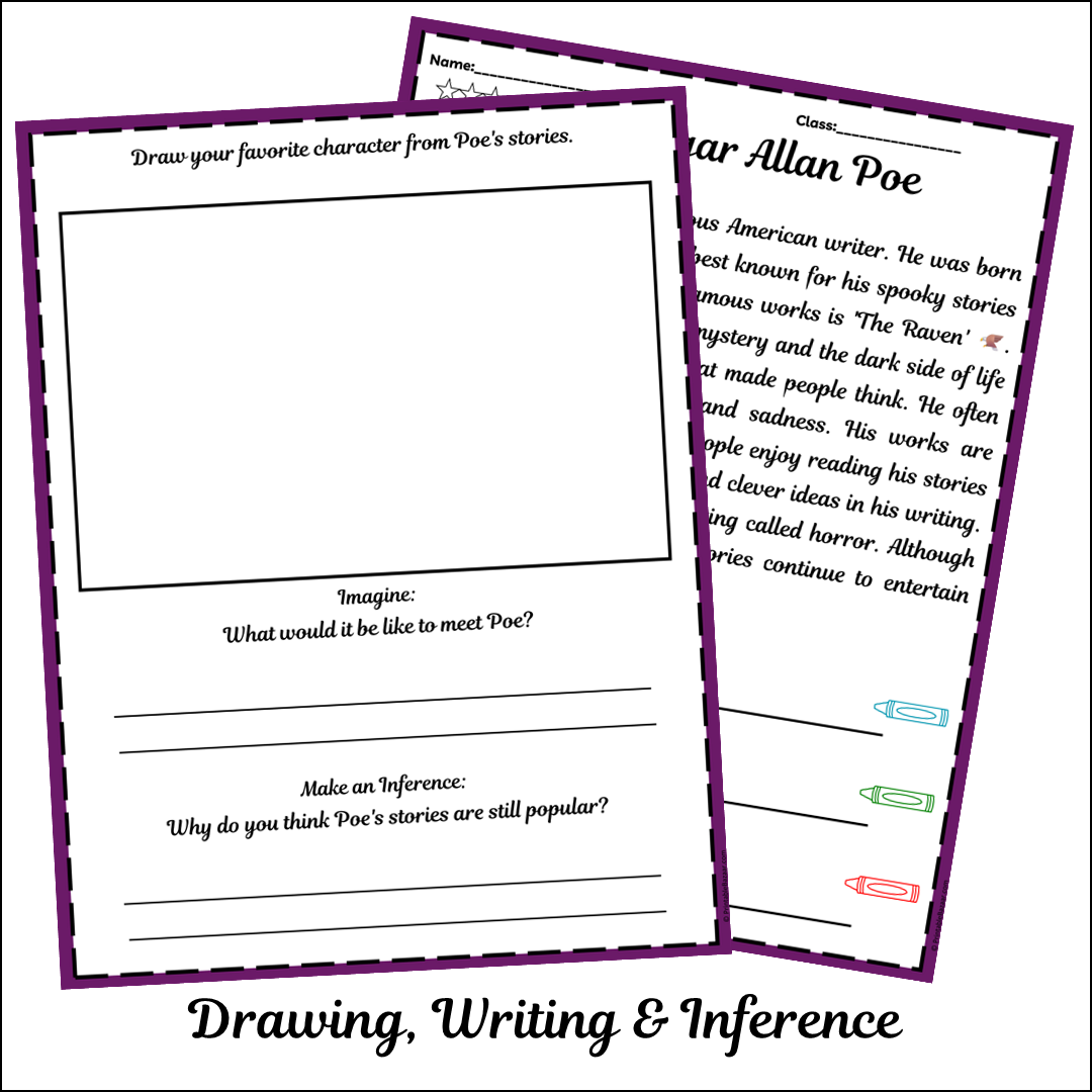 Edgar Allan Poe | Short Reading Comprehension Creative Worksheet