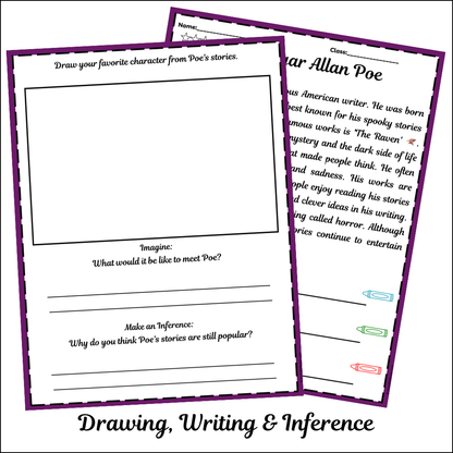 Edgar Allan Poe | Short Reading Comprehension Creative Worksheet
