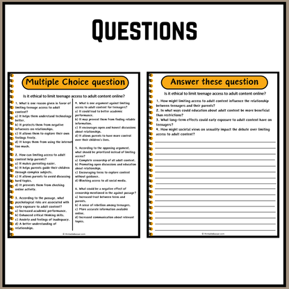 Is it ethical to limit teenage access to adult content online? | Debate Case Study Worksheet