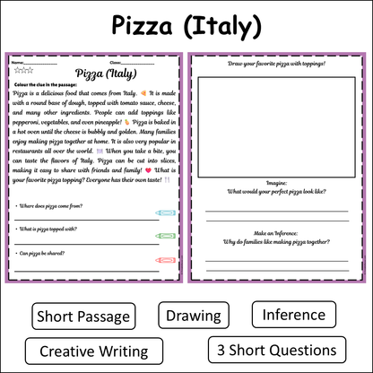Pizza (Italy) | Short Reading Comprehension Creative Worksheet