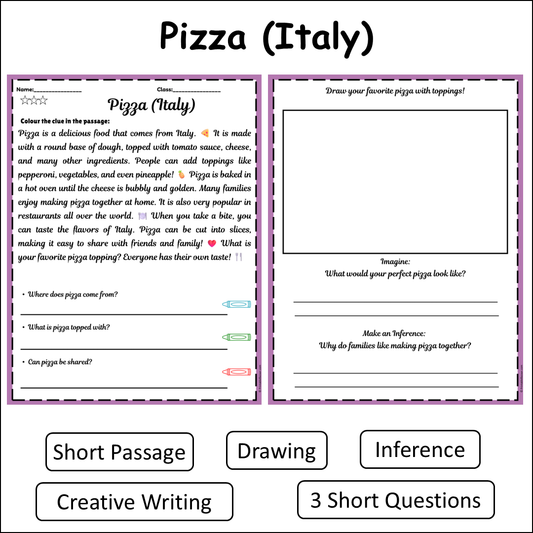 Pizza (Italy) | Short Reading Comprehension Creative Worksheet