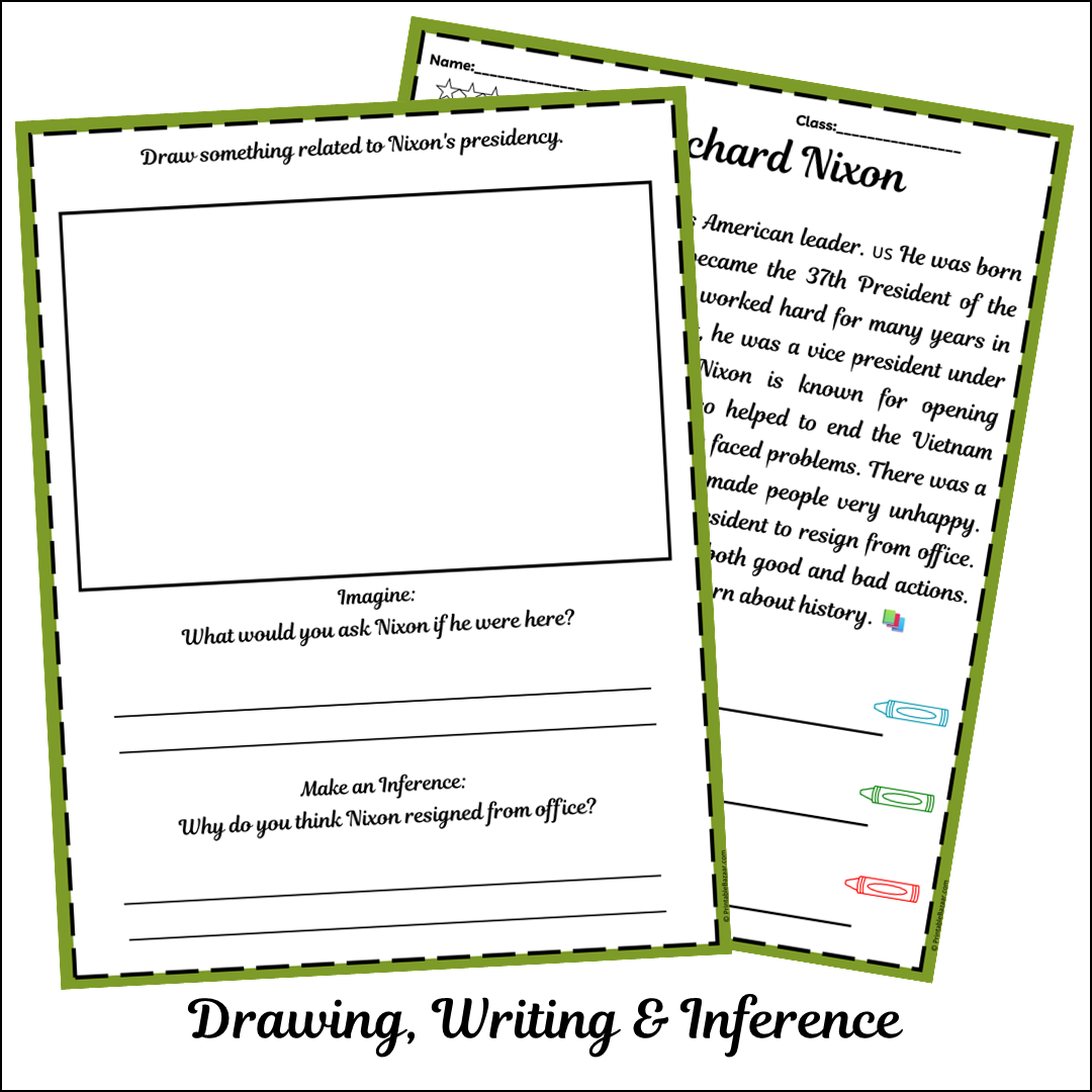 Richard Nixon | Short Reading Comprehension Creative Worksheet