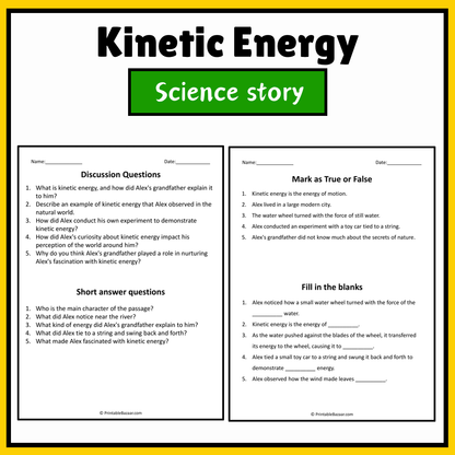 Kinetic Energy | Science Story Reading Comprehension Activity