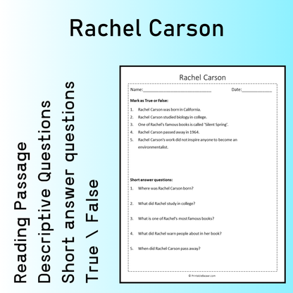 Rachel Carson | Reading Comprehension Passage Printable Worksheet