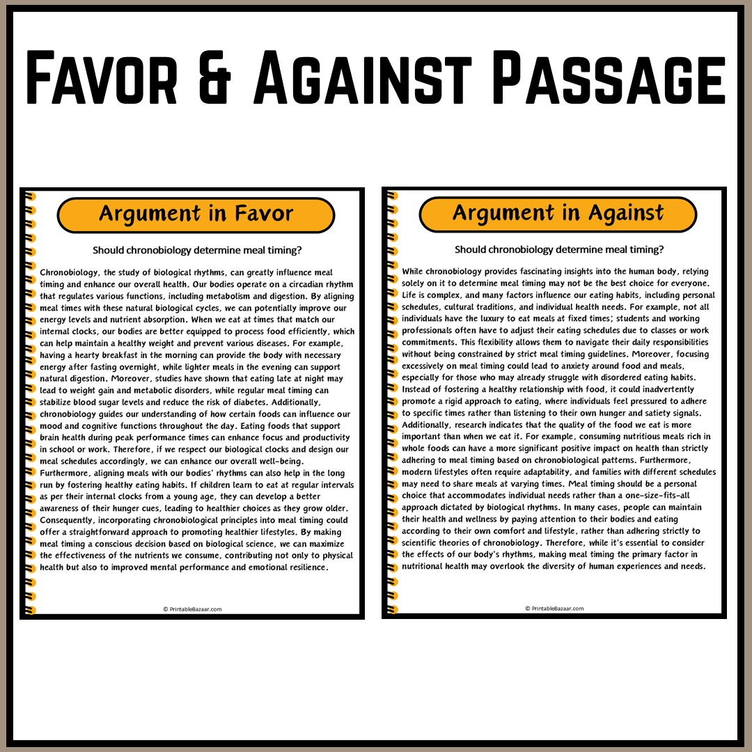 Should chronobiology determine meal timing? | Debate Case Study Worksheet