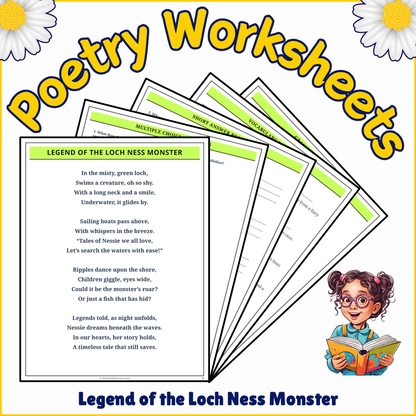 Legend of the Loch Ness Monster | Poem Grammar Worksheet Printable Activity