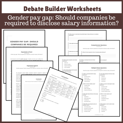 Gender pay gap: Should companies be required to disclose salary information? | Favour and Against Worksheet Printable Activity