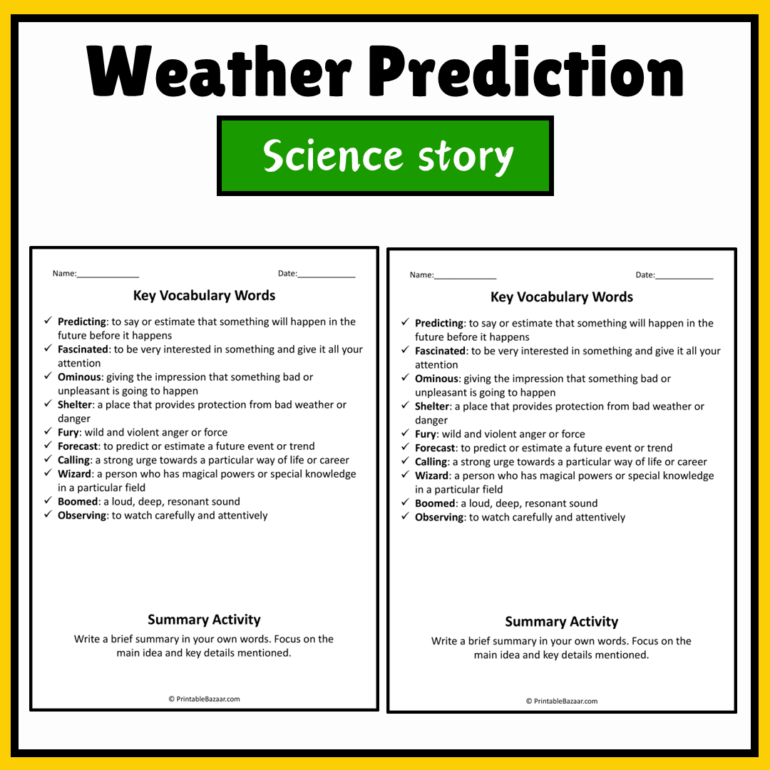 Weather Prediction | Science Story Reading Comprehension Activity