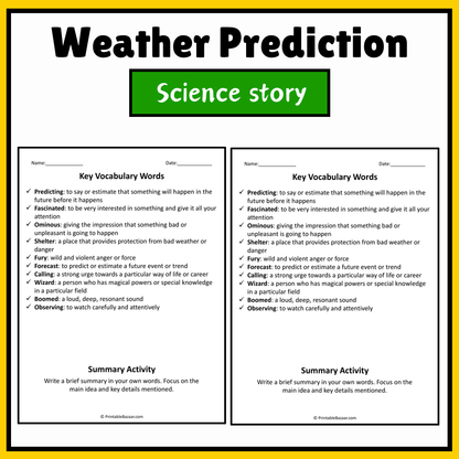 Weather Prediction | Science Story Reading Comprehension Activity