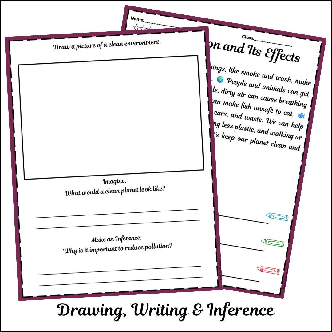 Pollution and Its Effects | Short Reading Comprehension Creative Worksheet