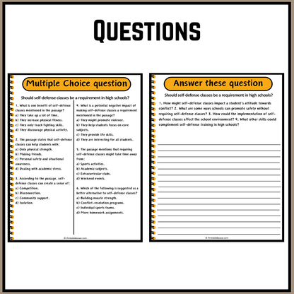 Should self-defense classes be a requirement in high schools? | Debate Case Study Worksheet