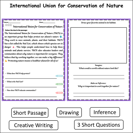 International Union for Conservation of Nature | Short Reading Comprehension Creative Worksheet