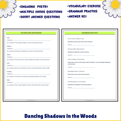 Dancing Shadows in the Woods | Poem Grammar Worksheet Printable Activity