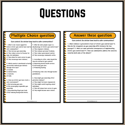 Gun control: Do stricter laws lead to safer communities? | Debate Case Study Worksheet