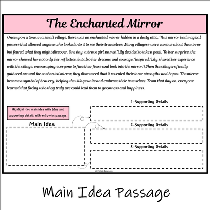 The Enchanted Mirror | Main Idea and Supporting Details Reading Passage and Questions