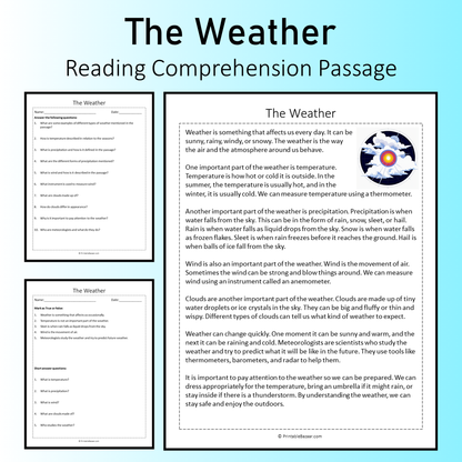 The Weather | Reading Comprehension Passage Printable Worksheet