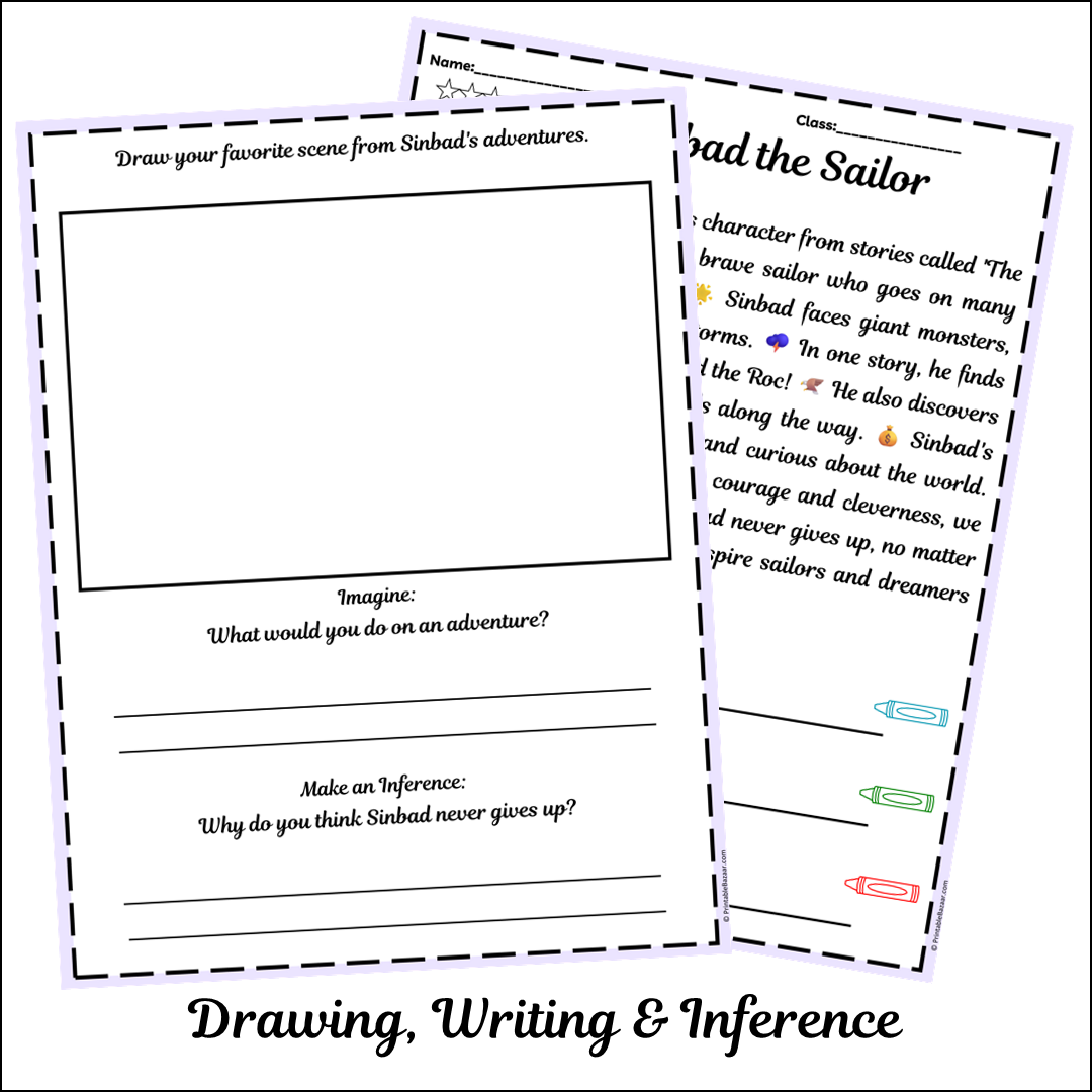 Sinbad the Sailor | Short Reading Comprehension Creative Worksheet