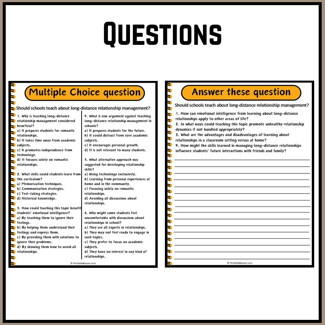 Should schools teach about long-distance relationship management? | Debate Case Study Worksheet