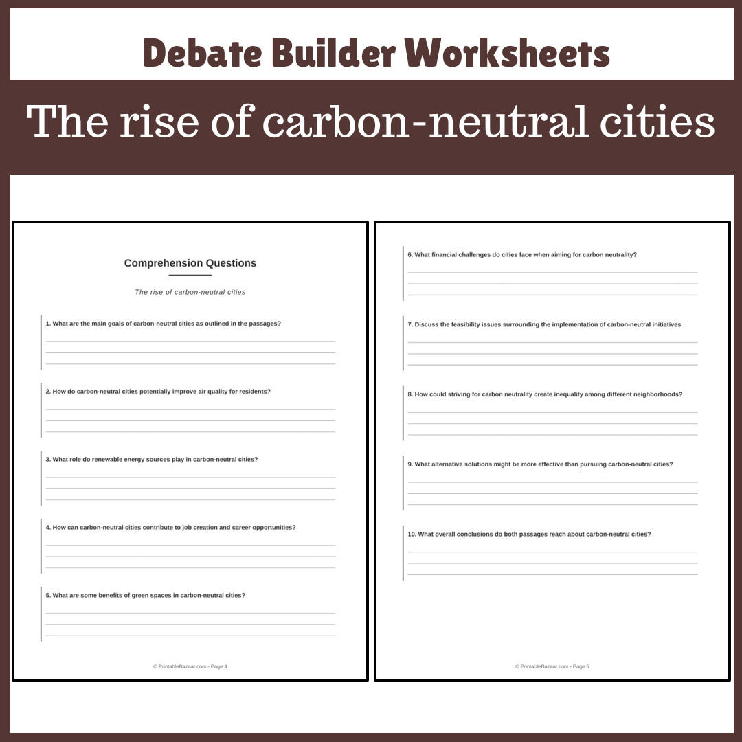 The rise of carbon-neutral cities | Favour and Against Worksheet Printable Activity