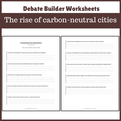 The rise of carbon-neutral cities | Favour and Against Worksheet Printable Activity