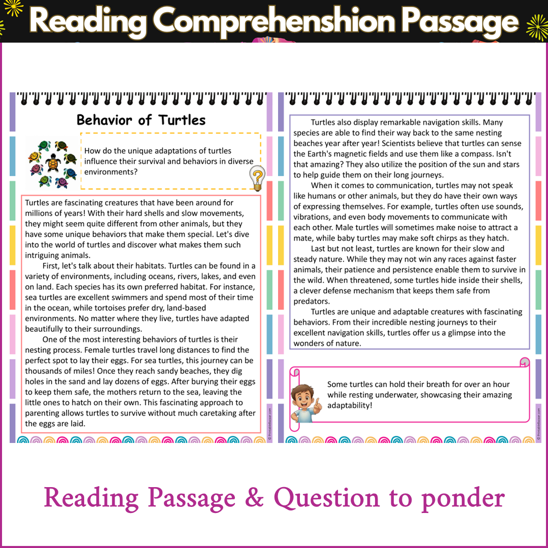 Behavior of Turtles | Reading Comprehension Passage and Questions