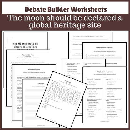 The moon should be declared a global heritage site | Favour and Against Worksheet Printable Activity