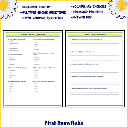 First Snowflake | Poem Grammar Worksheet Printable Activity