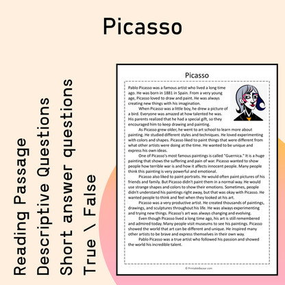 Picasso | Reading Comprehension Passage Printable Activity