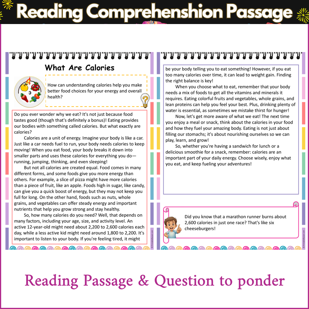 What Are Calories | Reading Comprehension Passage and Questions