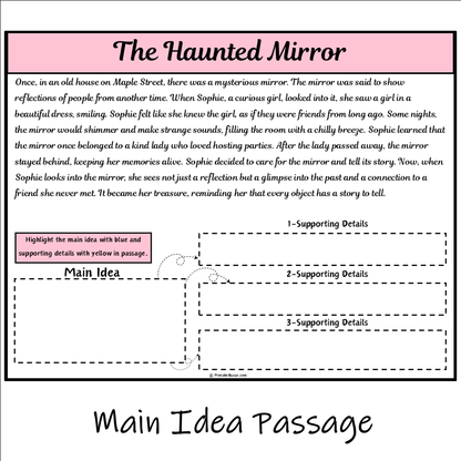 The Haunted Mirror | Main Idea and Supporting Details Reading Passage and Questions