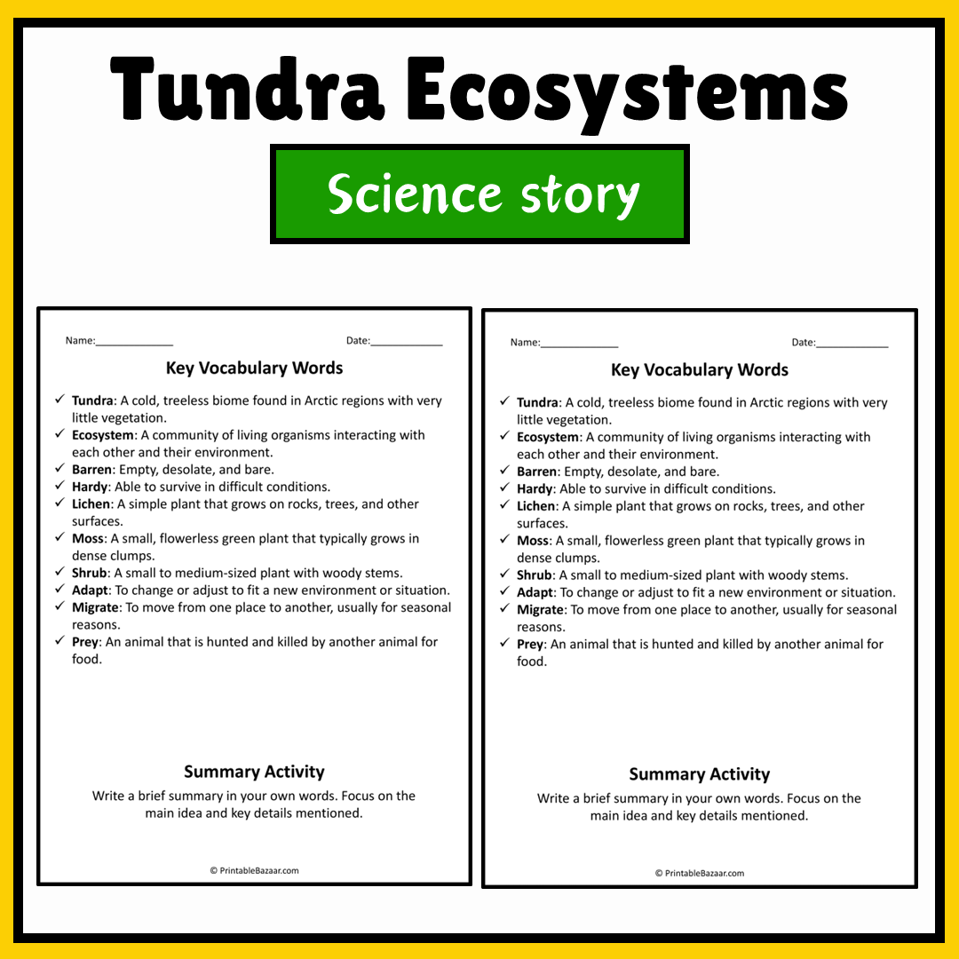 Tundra Ecosystems | Science Story Reading Comprehension Activity