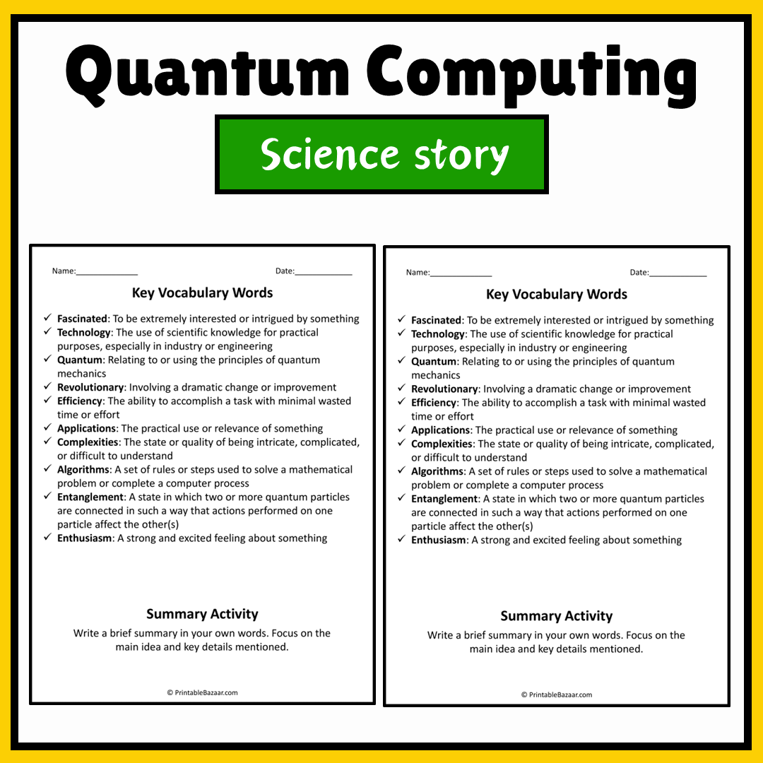 Quantum Computing | Science Story Reading Comprehension Activity