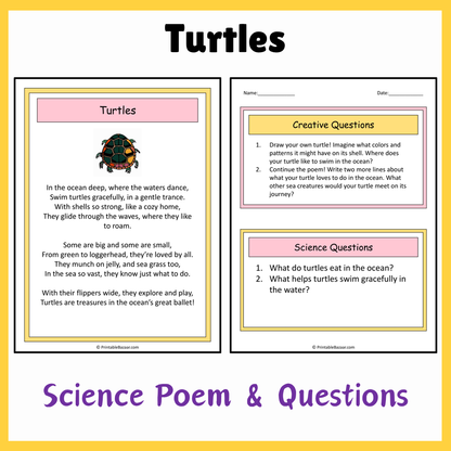 Turtles | Science Poem Reading Comprehension Activity