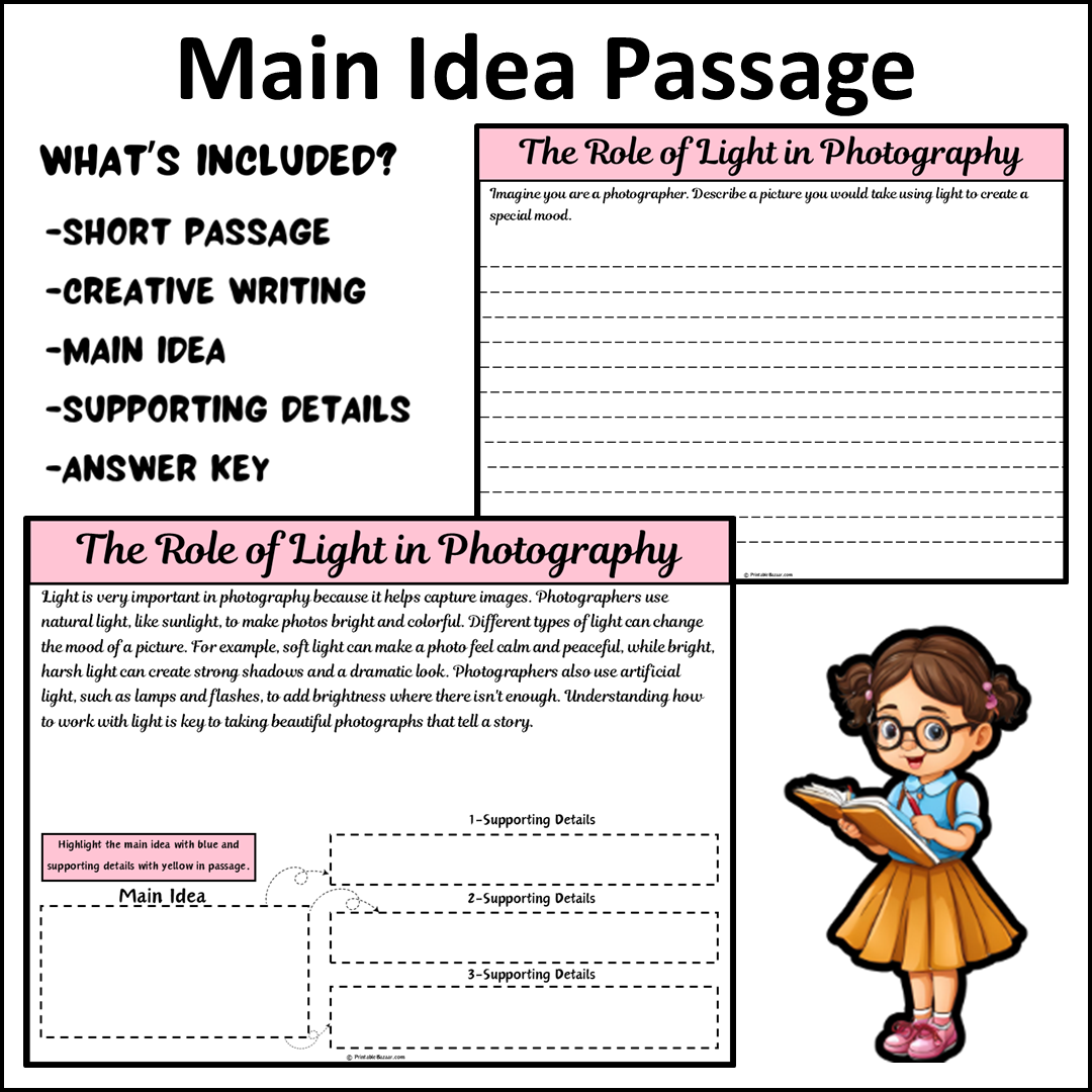 The Role of Light in Photography | Main Idea and Supporting Details Reading Passage and Questions