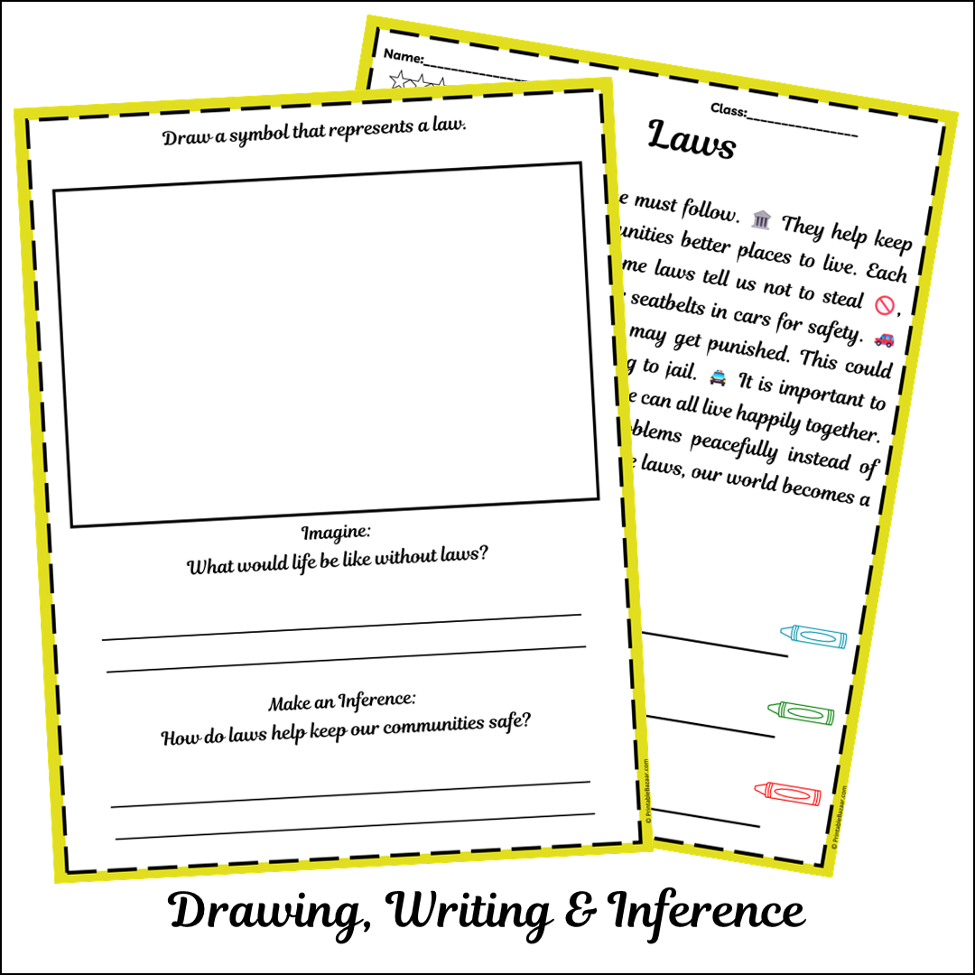 Laws | Short Reading Comprehension Creative Worksheet